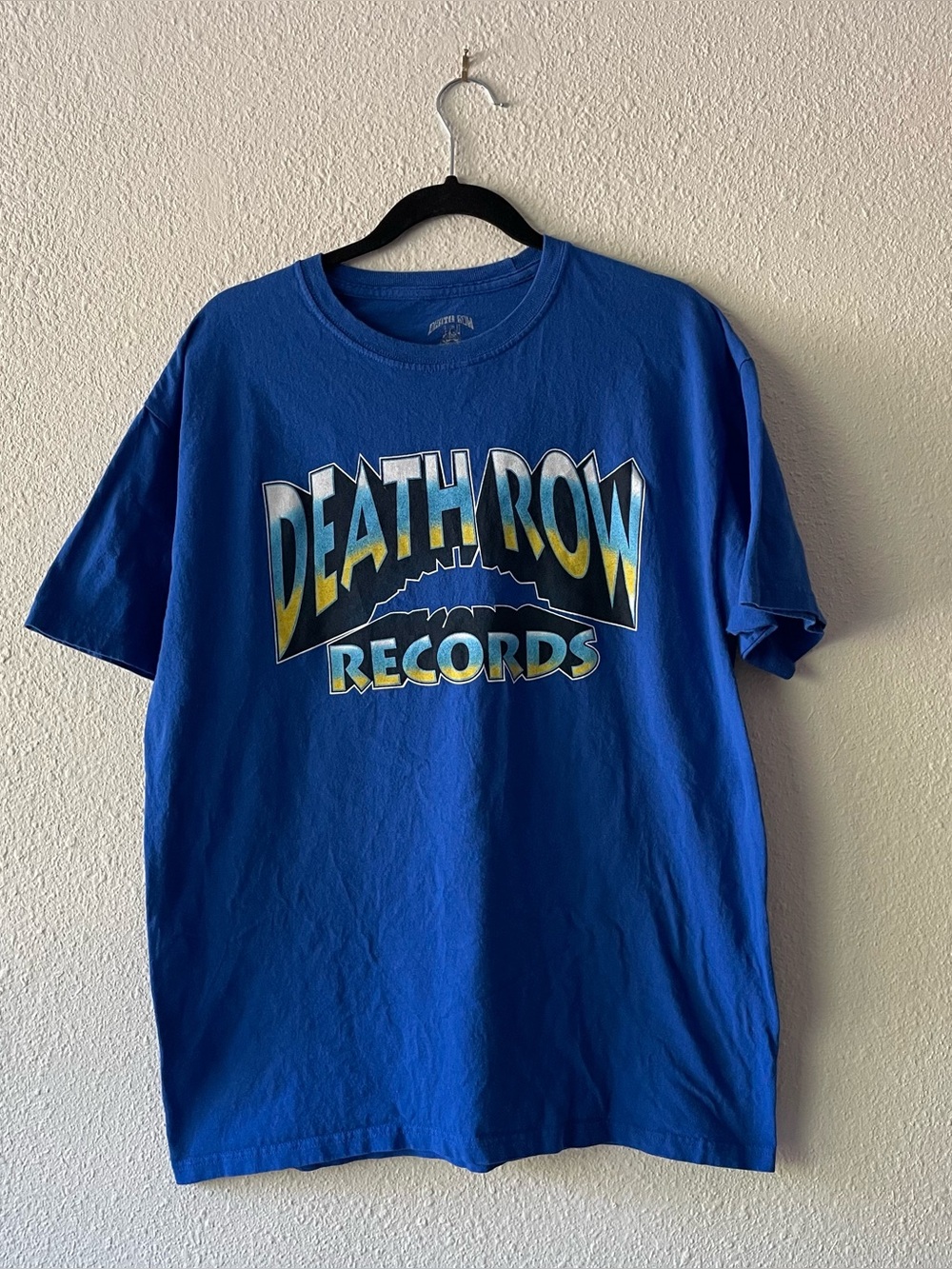 Death Row Records T-Shirt Blue Graphic Logo Hip Hop Rap Tee Mens L